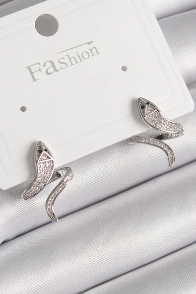 Gümüş Renk Zirkon Taşlı Yılan Model Kadın Küpe - EBJ241214W29914 ürün görseli