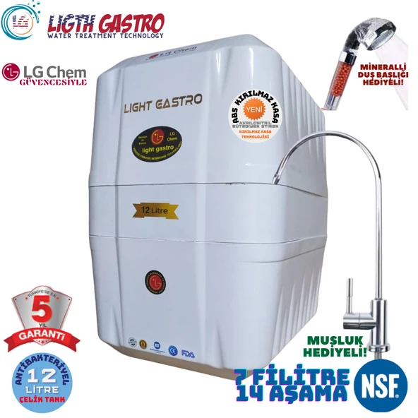 LİGHT GASTRO BEYAZ 12 LİTRE 7 FİLTRE 14 AŞAMA SU ARITMA CİHAZI