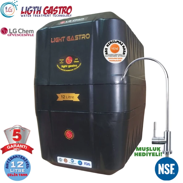 LİGHT GASTRO SİYAH 12 LİTRE 7 FİLTRE 14 AŞAMA SU ARITMA CİHAZI