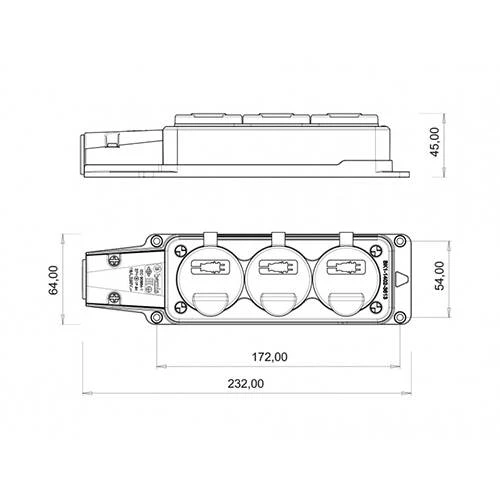 BEMİS Kauçuk IP54 Üçlü Grup Priz Monofaze  BK1-1402-3613 - Resim 2
