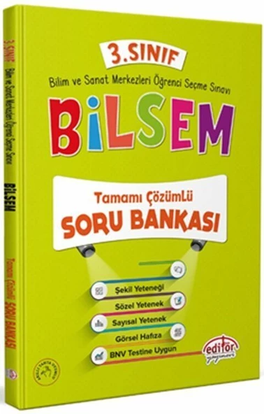 Editör Yayınevi 3. Sınıf Bilsem Tamamı Çözümlü Soru Bankası