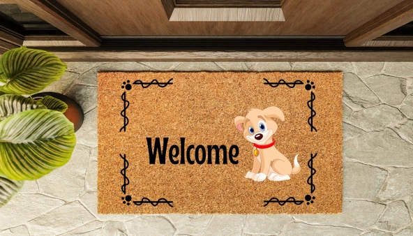 Kapı Önü Paspası Özel Tasarım Koko Model Welcome Köpek PK-1595 - 5