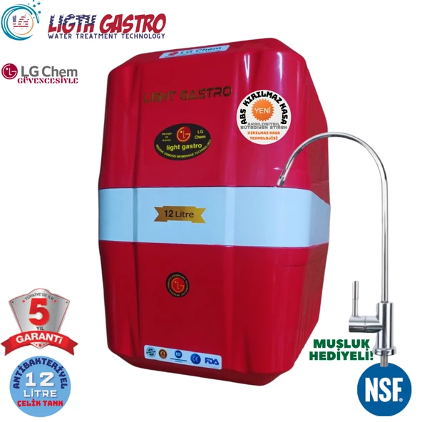 LİGHT GASTRO KIRMIZI BEYAZ 12 LİTRE 7 FİLTRE 14 AŞAMA SU ARITMA CİHAZI