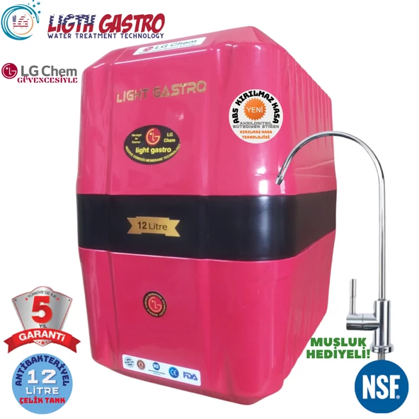 LİGHT GASTRO KIRMIZI SİYAH 12 LİTRE 7 FİLTRE 14 AŞAMA SU ARITMA CİHAZI