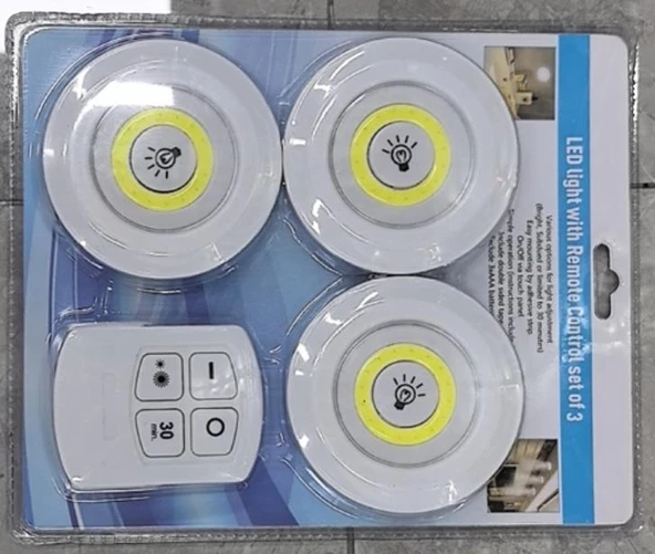 WellHise H3 COB Uzaktan Kumandalı Üçlü Spot Lamba Pilli Dolap Altı Spot - 6