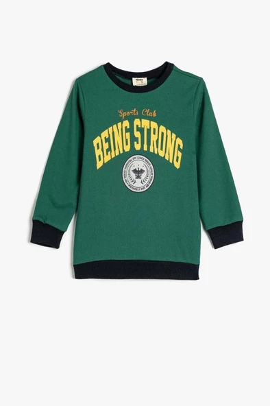 Koton Erkek Çocuk Baskılı Uzun Kollu Bisiklet Yaka Sweatshirt