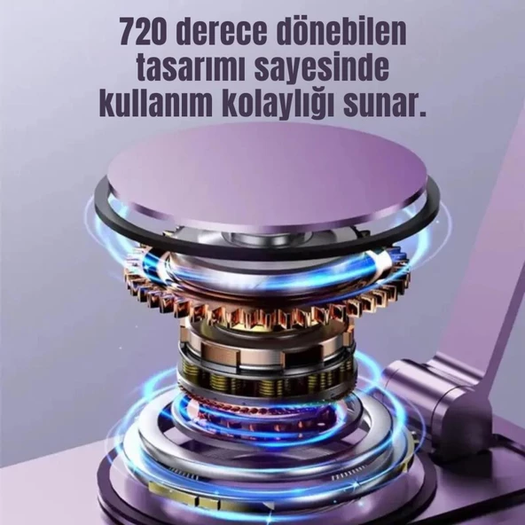 Coofbe Plastik Yükseklik Ayarlı 360° Dönebilen Tablet Laptop Standı Masaüstü Telefon Tutucu Kaymaz Ped - 5