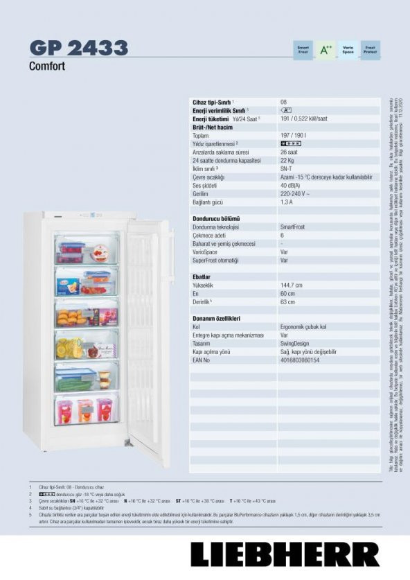Liebherr GP 2433 Comfort A++ SmartFrost 6 Çekmeceli Derin Dondurucu - 5