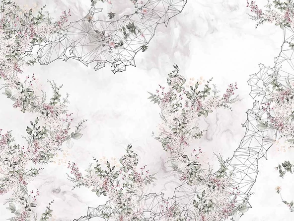 Soft Çiçek Çizim Desenli Duvar Kağıdı - 7