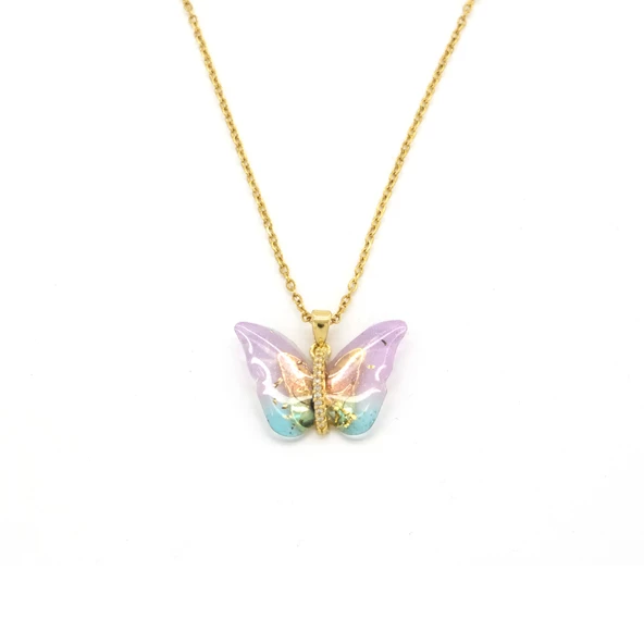 Çelik Kolye - Kelebek Kolye Altın Kaplama KLY-633 ürün görseli