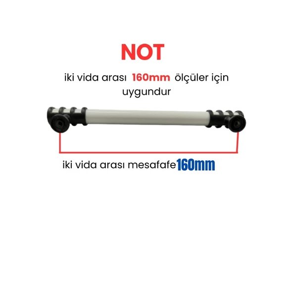 4 Adet Halka Boru Siyah Beyaz Metal Mobilya Kulpu 160mm - 3