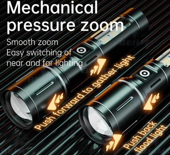 WellHise 603 Usb Şarjlı Yüksek güç spot uzun LED El Feneri Zumlanabilir Ultra Parlak Acil Aydınlatma Feneri - 4