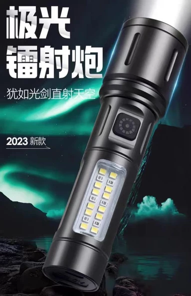 WellHise 603 Usb Şarjlı Yüksek güç spot uzun LED El Feneri Zumlanabilir Ultra Parlak Acil Aydınlatma Feneri - 2