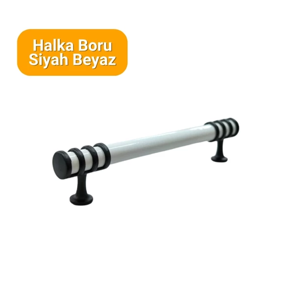 4 Adet Halka Boru Siyah Beyaz Metal Mobilya Kulpu 160mm - 2