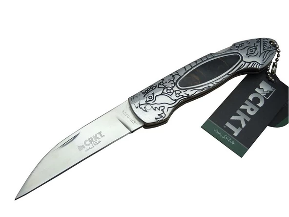 CRKT CR 0124 Kamp Çakı 20 cm - Metal Desenli Sap, Kılıflı, Kutulu