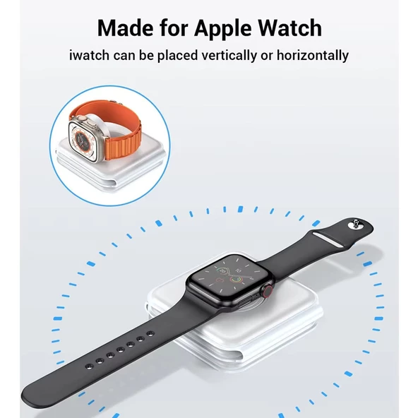 Dunspın 15W 3 in 1 Katlanabilir Kablosuz Şarj Standı Saat-Telefon-Kulaklık - 4