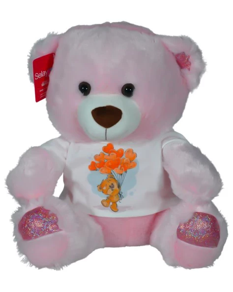 Selay Toys Pelüş Oturan Ayı Pembe 0034