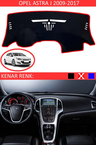 Opel Astra J 2009-2017 İçin Uygun Torpido Koruma Halısı Siyah Kenar Renk Kırmızı - 1