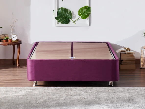 Niron Purple Baza 120x200 cm Tek Kişilik Sandıklı Mor Kumaş Baza Silinebilir Soho Kumaş - 2