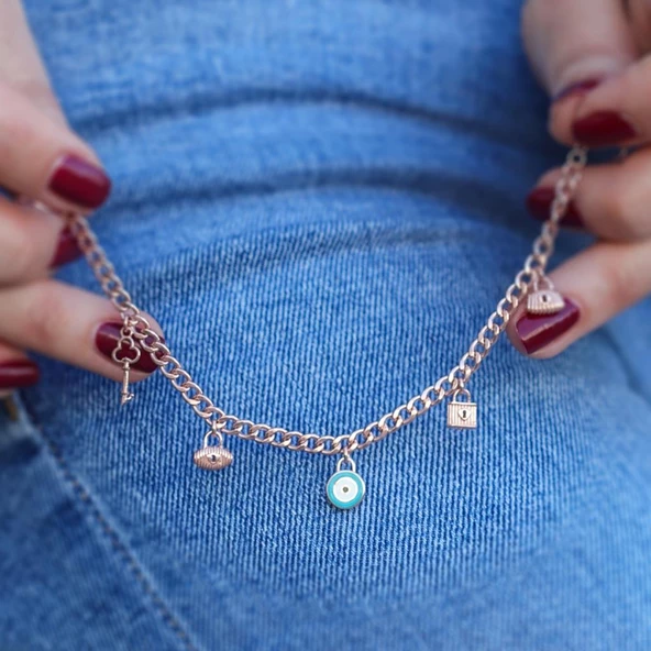 Rose Gold Kaplama Gümüş Dilek Bilekliği - Resim 2