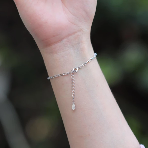 Trend Mini Plaka Gümüş Bileklik - Resim 2