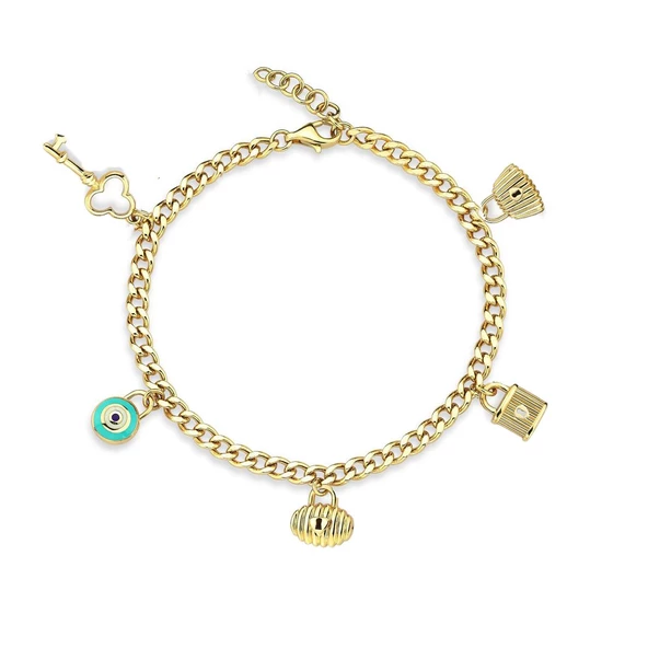 Gold Kaplama Gümüş Dilek Bilekliği - Resim 2