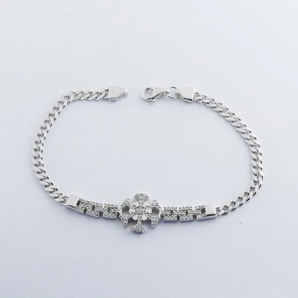 Gurmet Zincirli Kar Taneli Gümüş Bileklik - Resim 4