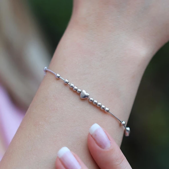 Kalp Gümüş Bileklik ürün görseli 1