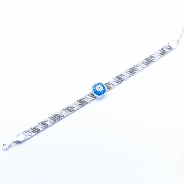 Opal Taşlı Hasır Gümüş Bileklik - Resim 2