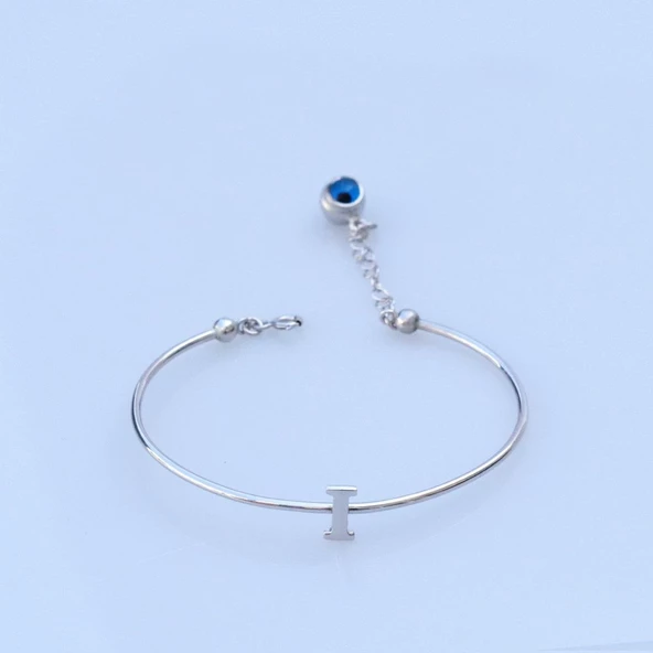 Nazar Boncuklu I Harfi Gümüş Bileklik ürün görseli 1