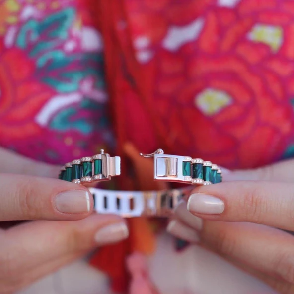 Peridot Taşlı Rose Gold Kaplama Gümüş Bileklik - Resim 2