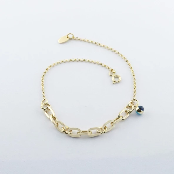 Mini Burgu Halkalı Gold Kaplama Gümüş Hallow Bileklik - Resim 4