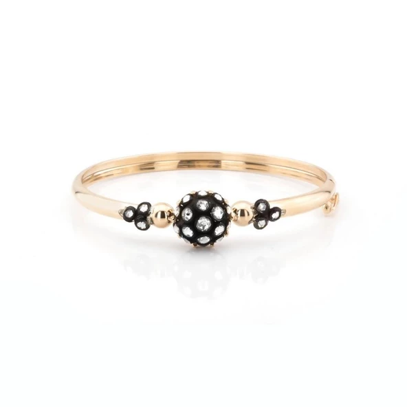 Topaz Modeli Altın Kaplama Gümüş Kelepçe - Resim 2