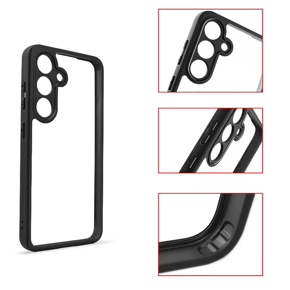 Samsung Galaxy S24 Plus Kılıf Kamera Korumalı Şeffaf Arka Yüzey New Roll Kapak - Resim 9