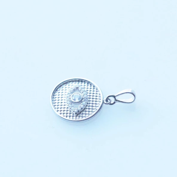 Zirkon Taşlı Göz Gümüş Kolye Ucu - Resim 2