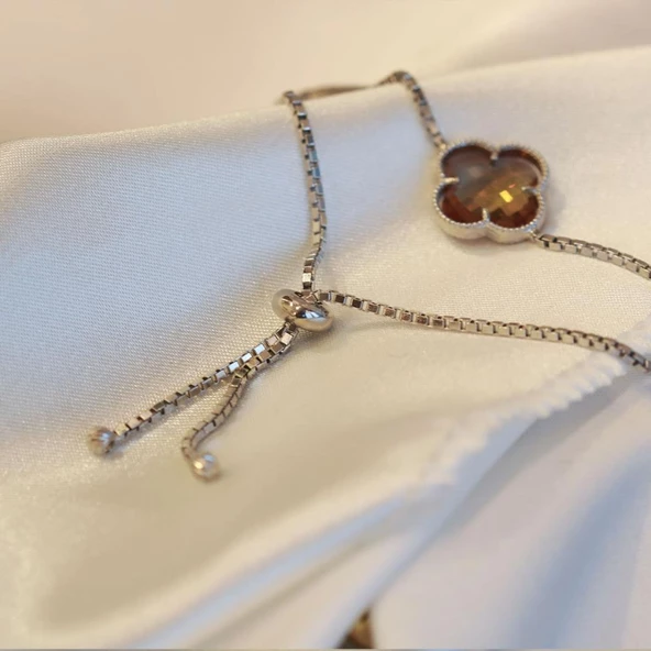 İkonik Alhambra Yonca Zultanit Taşlı Asansörlü Bileklik - Resim 2