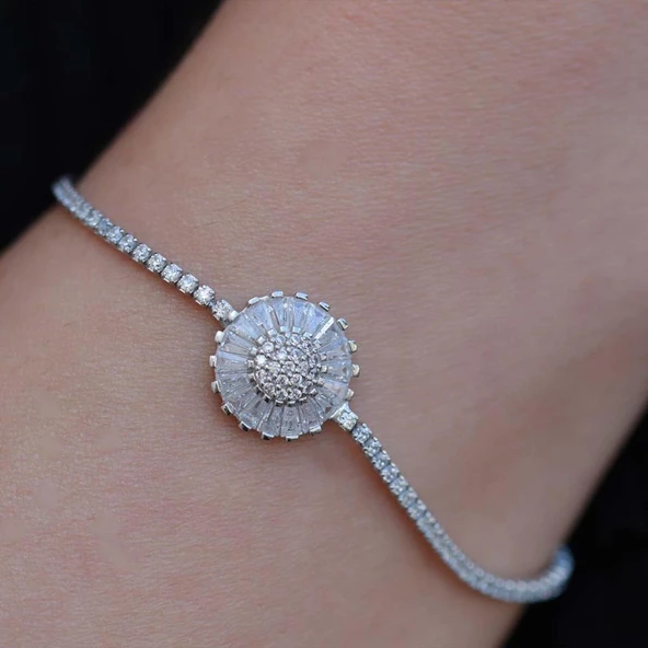 Baget Taşlı Su Yolu Gümüş Bileklik - Resim 3