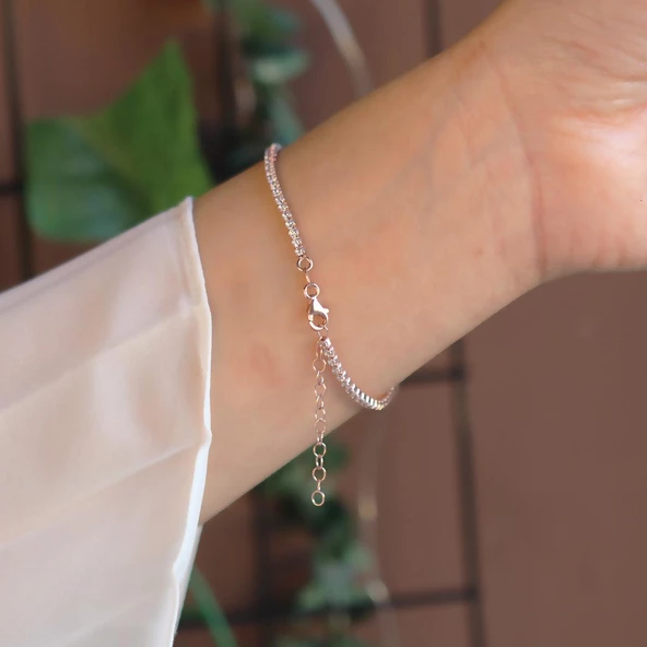 Göz Figürlü Zirkon Taşlı Rose Gold Kaplama Su Yolu Bileklik - Resim 5