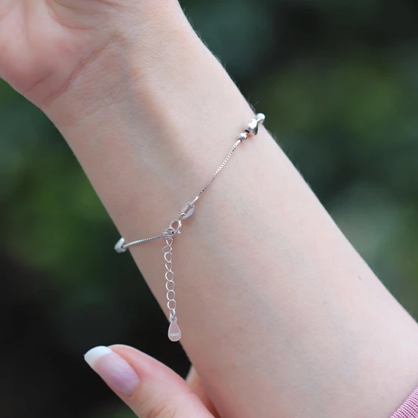 Kalp Gümüş Bileklik - Resim 2