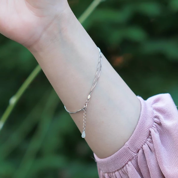 Nazar Bocuklu Kar Tanesi Zirkon Taşlı Gümüş Bileklik - Resim 2