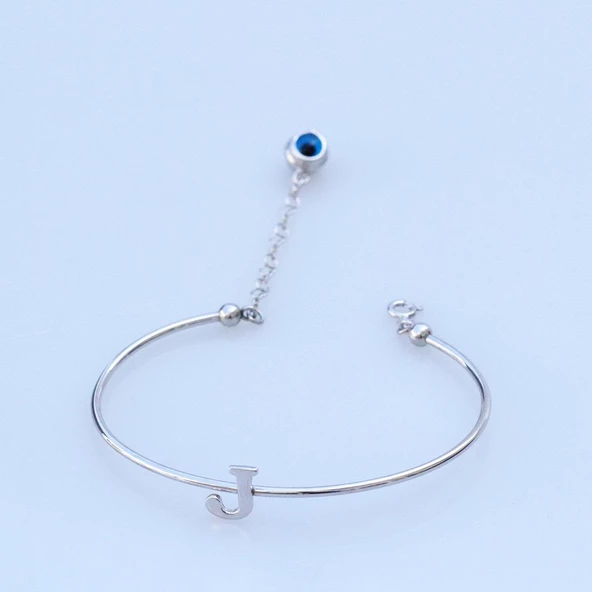 Nazar Boncuklu J Harfi Gümüş Bileklik ürün görseli 1
