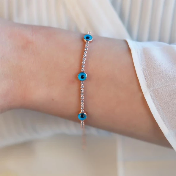 Göz Figürlü Zirkon Taşlı Rose Gold Kaplama Su Yolu Bileklik ürün görseli 1