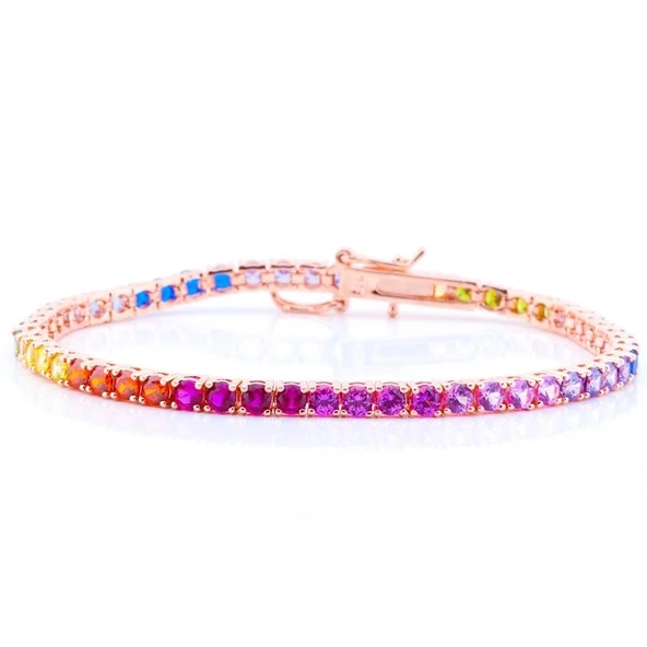 Renkli Taş Rose Kaplama Su Yolu Bileklik ürün görseli 1