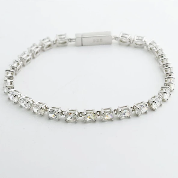 Mini Elips Su Yolu Sky Diamond Gümüş Bileklik - Resim 3