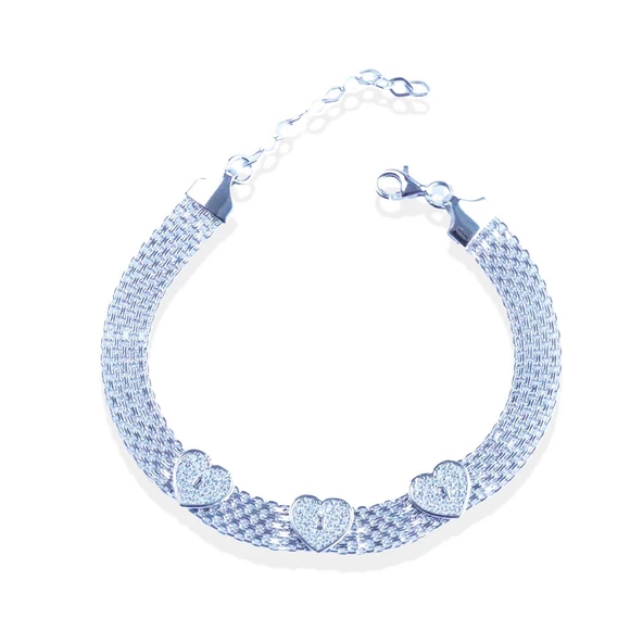 Hasır Kalpli Gümüş Bileklik - Resim 3