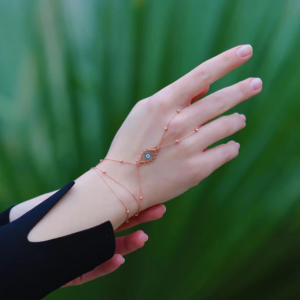 Göz Mineli Rose Gold Kaplama 925 Ayar Gümüş Şahmeran ürün görseli 1