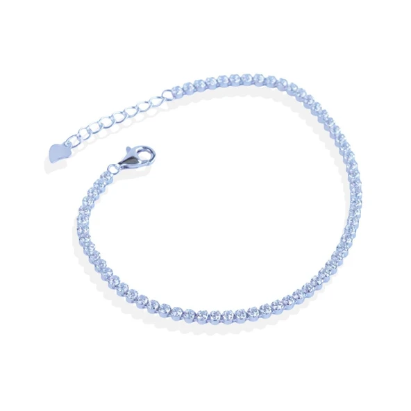 Su Yolu 1mm Zirkon Taşlı Gümüş Bileklik - Resim 4