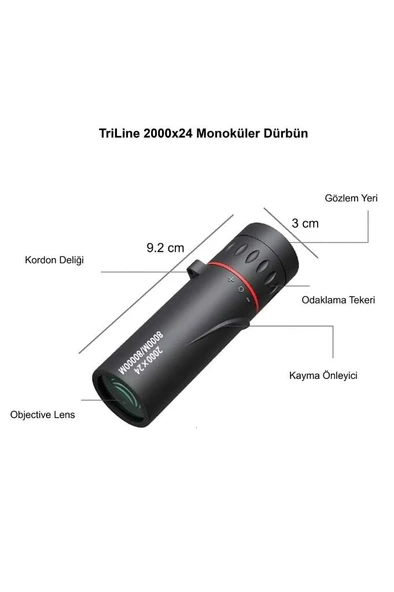 Alfalink 2000x24 HD Zoom Monoküler Mini Taşınabilir HD Dürbün Su Geçirmez Tripod Telefon Tutacağı - 4