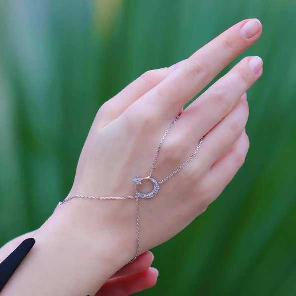 Ay Yıldız Zirkon Taşlı 925 Ayar Gümüş Şahmeran - Resim 3