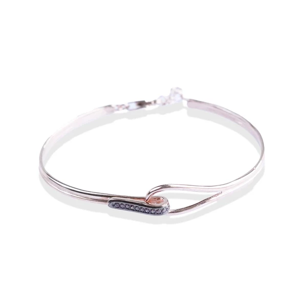 Düğüm Taşlı  Rose Gold Kaplama Gümüş Bileklik - Resim 4